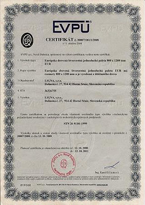 Certifikát EVPU.